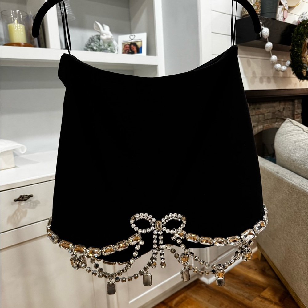 AREA Black Mini Skirt with Signature Label